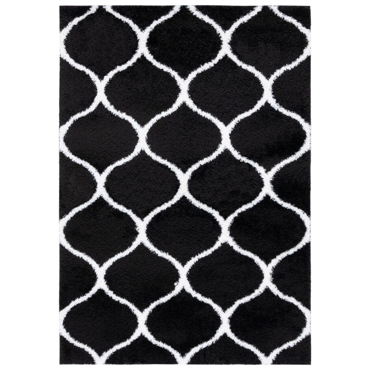 Safavieh Tahoe Shag Tho676F Light Grey / White Rug Geometric Pattern Area Rug